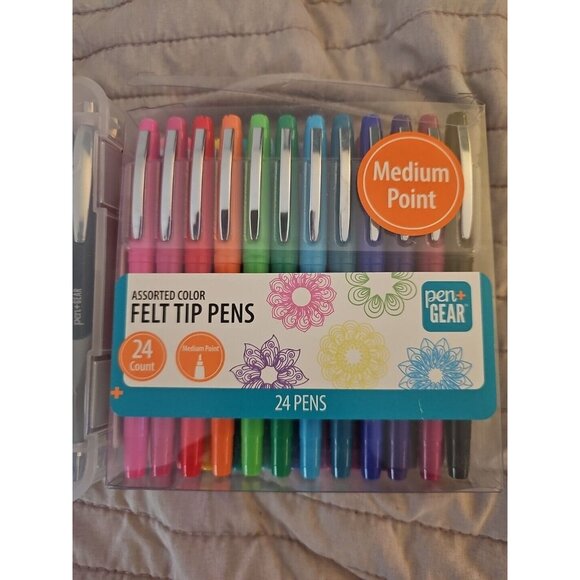 Pen+Gear Lot Of 2 24 Count Each Assorted Color Gel Pens & Felt Tip Pens - Picture 3 of 7